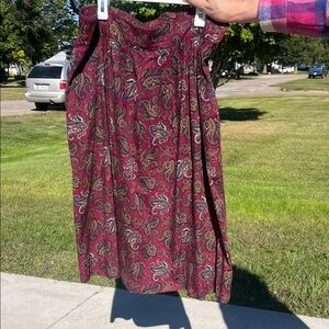 Vintage Paisley Print Burgundy Skirt